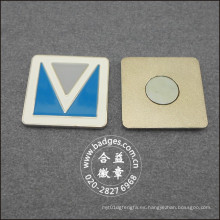 Square Business Badge, Metal Plate plateado Pin (GZHY-BADGE-027)